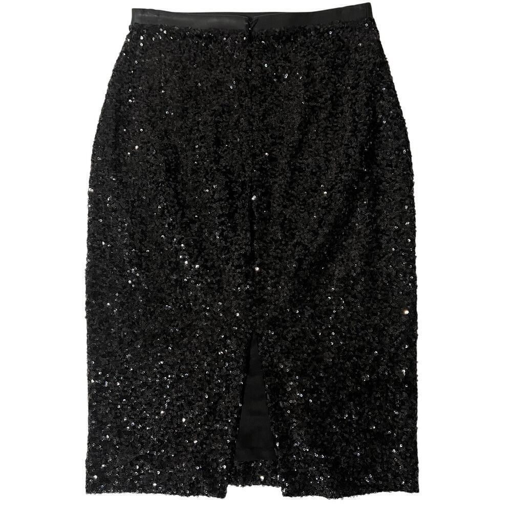 Express Vintage Black Sequin Pencil Skirt Midi Sz 00 Cocktail Festive Holiday